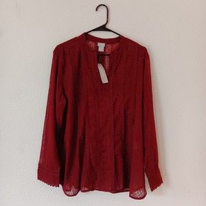 Chico’s Lace Popover Blouse Size 3 NWT